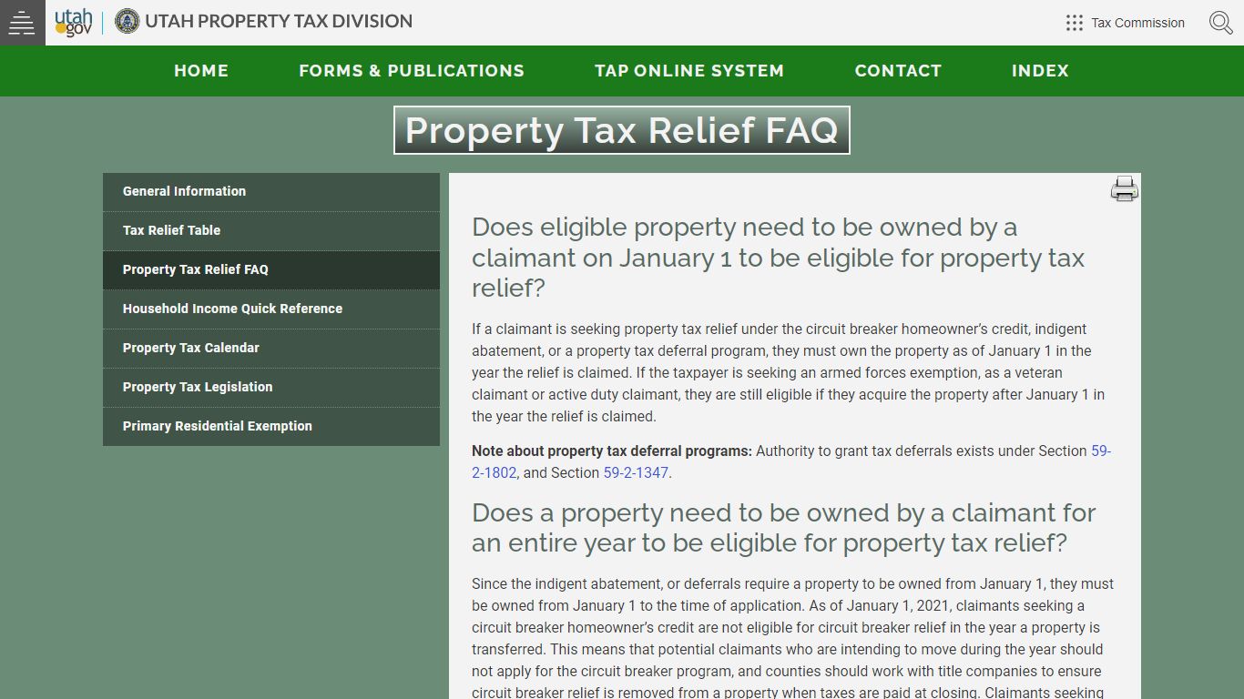 Tax Relief FAQ - Utah Property Taxes